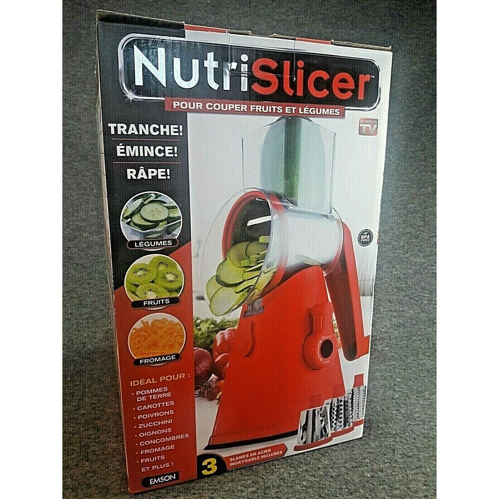 NutriSlicer Vegetable & Fruit Slicer 3 Stainless Steel Blades Slices Shred Grate